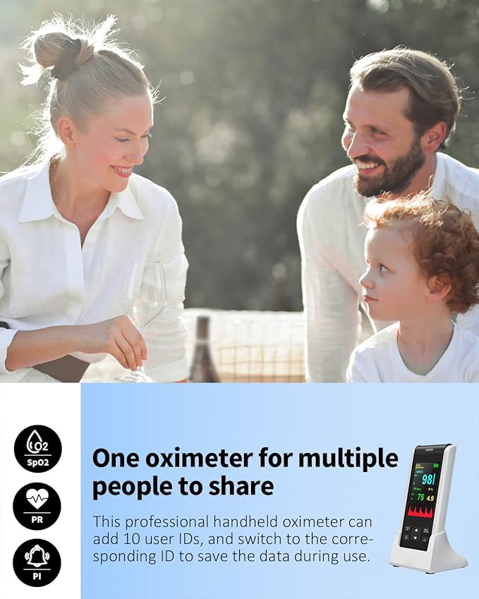 Pulse Oximeter Fingertip HealthTree Handheld Pulse Oximeter Overnight for Adult Kids Rechargeable Oxygen Monitor Fingertip for SpO2 and Pulse Rate Continuous