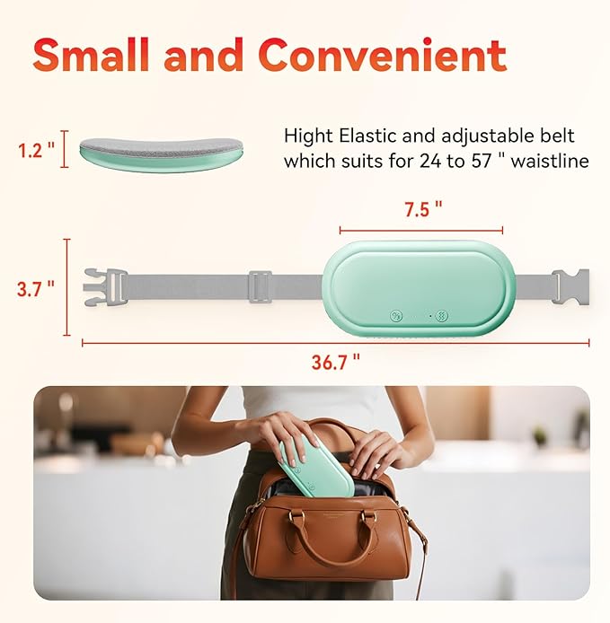 Portable Electric Heating Pad for Period Cramps,Menstrual Heating Pads with 4 Heat Levels and 4 Vibrating Modes for Women Stomach Pain Relief-Green