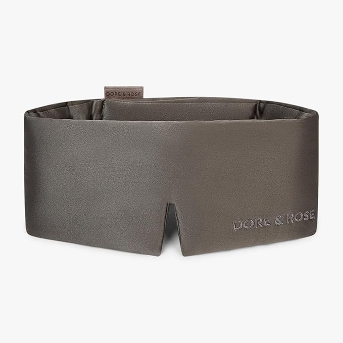 Dore & Rose Deep Sleep Mask Light Blocking, 23 Momme Mulberry Silk Eye Mask, Ultra Soft, Adjustable - Travel Sleeping Mask for Men & Women (Charcoal)
