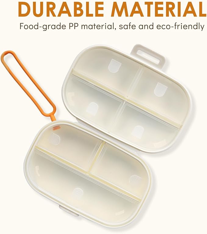 Travel Pill Organizer, Daily Pill Case for Vitamins, Pocket Medicine Organizer, 7 Day Divider Leak-Proof Portable Pill Case with Lanyard (White)