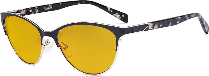 Eyekepper Ladies Cateye Blue Light Filter Glasses - Digital Eyegalsses Blocking Computer Screen UV Rays - Anti Glare Filter Reduce Eye Strain Amber Filter - Black
