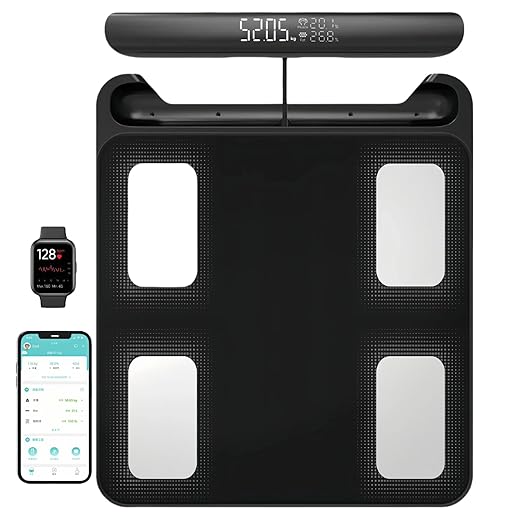 Body Fat Scale with Handles, 8-Electrode Smart Body Composition Scale for Home Use, Segmental Body Analysis, Sync with Apple Health, 400 lb Capacit