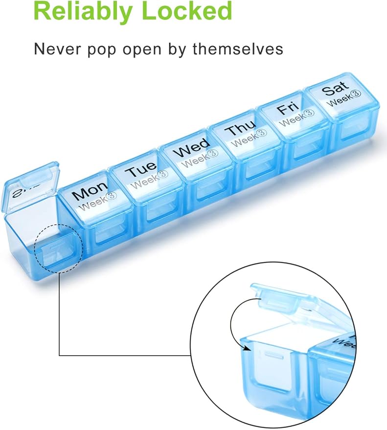 Large Monthly Pill Organizer 28 Day Medication Organizer Storage by Week,Extra Large Compartments Dust-Proof Pill Case Medication Reminder Travel Container for Vitamins/Fish Oil/Supplements