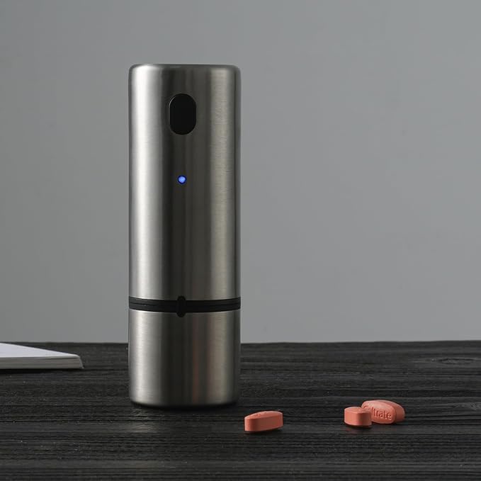 Remedic Cordless, Electric Pill Crusher & Grinder – Compact Stainless Steel Tablet Pulverizer – Rechargeable & Portable – One-Touch Operation – Fine Powder for Seniors, Pets, Kids – Herb Grinder