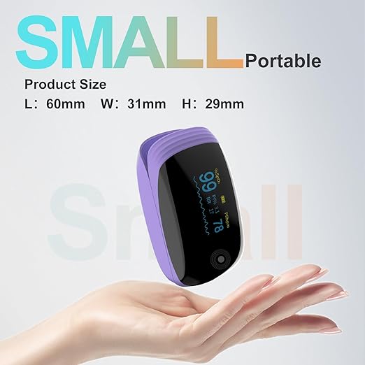 Rechargeable pulse oximeter with respiration, with SpO2 Pulse Rate and PI RR Precision Fast Oximeter SpO2 Reading Outdoor Sports Home (Purple)