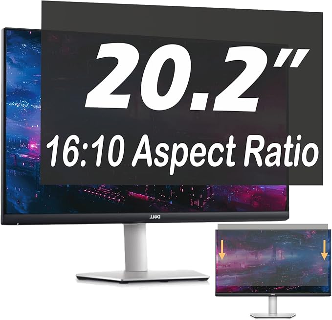 20.2 Inch Privacy Screen for Computer Monitor, 16:10 Anti-Spy Filter for Laptop & PC Display, Blue Light Blocking Anti-Glare Reversible Protector Film, Easy Slide-Mount Installation (20.2 Inch Widescreen(16:10))