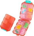 Travel Pill Organizer Portable Pocket Pill Case Small Pill Box for Purse Medicine Organizer Have 10 Compartments Storage Vitamin Fish Oil by INVODA (Orange)
