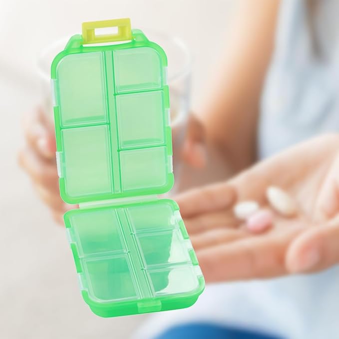 INVODA 7-Day Pill Organizer with Medicine Labels Travel Pill Case Compact, Portable Medication Organizer for Daily Use (3.7 x 2.4 x 1.18 Inches)