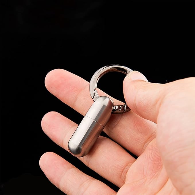 Portable Pill Case Waterproof Equipment Storage Tank Titanium Alloy Medicine Bottle Emergency Outdoor First Aid Box Supplies, 1.3"