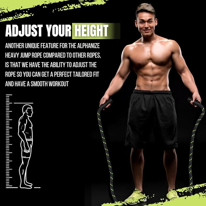 Heavy Jump Rope For Fitness 3LB - New 360 Rotating Handles Weighted Jump Rope - Full Body Workout For Men & Women