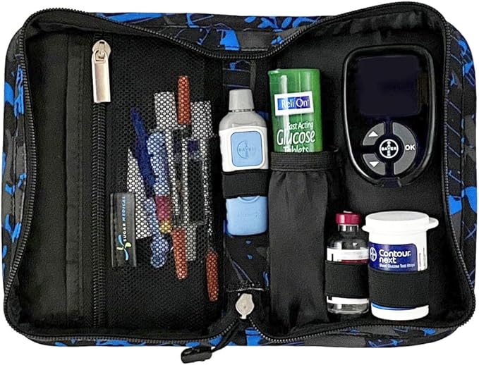 Sugar Medical Diabetes Supply Case | Medical Supplies Travel Bag | Glucose Meter Organizer | Diabetic Care Products | Glucometer Kit (Alex)