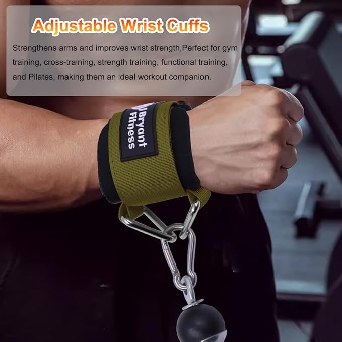 J Bryant Fitness Wrist Cuffs for Cable Machines – Heavy Duty Adjustable Wrist Straps with 7mm Neoprene Padding for Strength Training, Pull Exercises, and Forearm Support