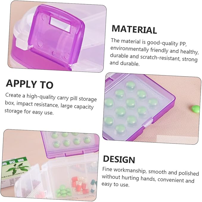 NOLITOY 1pc Three-Layer Portable Folding Pill Box Compact Travel Case for Medications Plastic Capacity Convenient Organizer for Vitamins and Daily Use