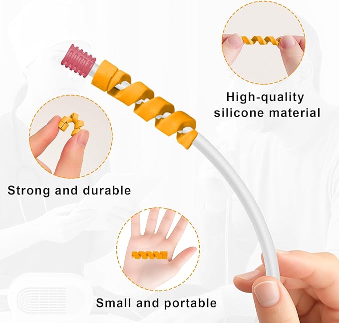 10 Pack Oxygen Tube Support Crimp Straightener for Portable Oxygen Concentrator, Oxygen Tubing Support for Oxygen Tank Oxygen Hose Nasal Cannula Oxygen Accessories (Yellow)