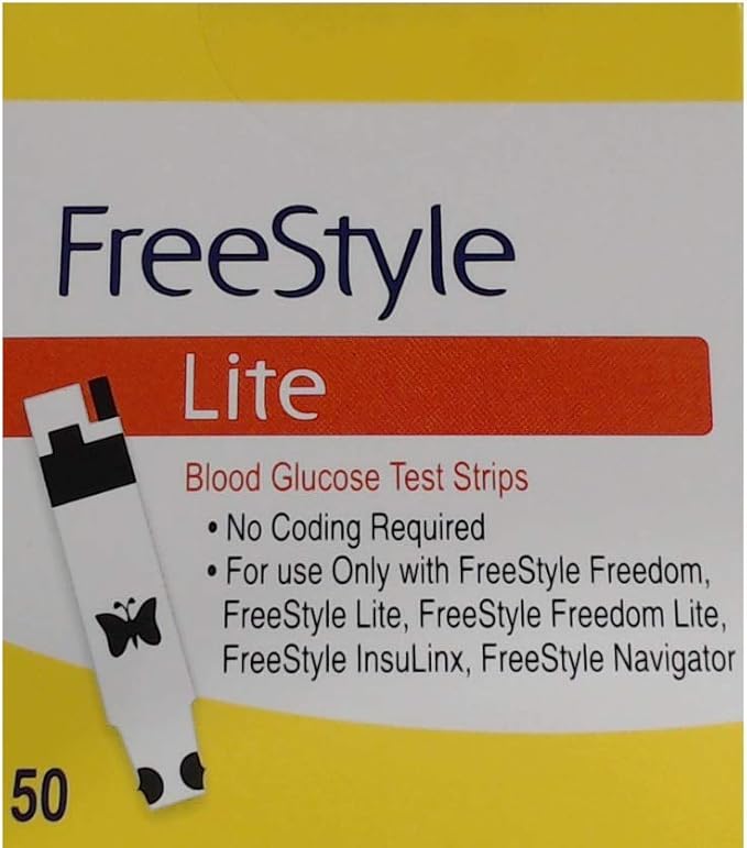 Freestyle Lite® Blood Glucose Test Strips for Monitor System, Red-Yellow, (50 pieces)