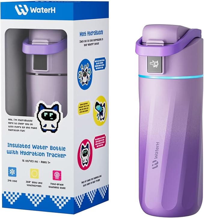 BOOST Smart Water Bottle with Reminder & Tracker, 16oz Kids Water Bottle for School, DIY Refrigerator Magnets, BPA-Free Vacuum Insulated Stainless Steel, Ideal for Mother's Day Gifts