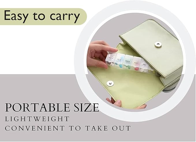2Pcs Weekly Pill Box Organiser 7-Day Travel Dosset Box Portable Tablet Organizer Medicine Storage Box Pill Dispenser | Medium Medication Organizer - 2 Times a Day for Pills/Fish Oil/Vitamins (Clear)