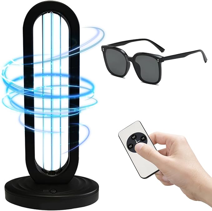 Ultraviolet Germicidal Lamp 110V, 38W Ozone UV Light Sanitizer for Whole Room, Three-Step Timing Remote Control, Blue Light for Home/Office/School