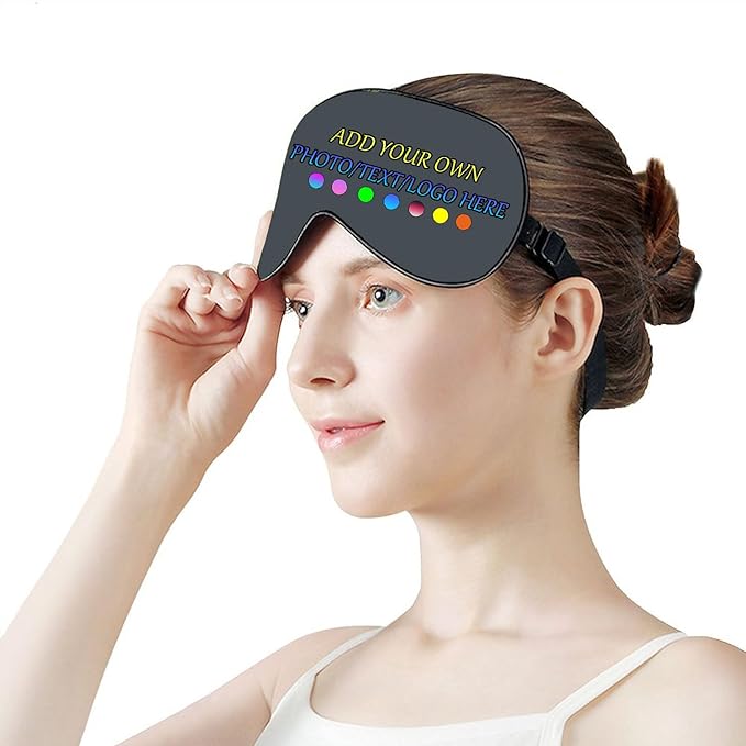 Personalized Eye Mask, Custom Eyeshade Blindfold Add Your Design Image Text Customized Eye Cover with Adjustable Strap for Sleeping Travel Work Naps Blocks Light, Darkgray