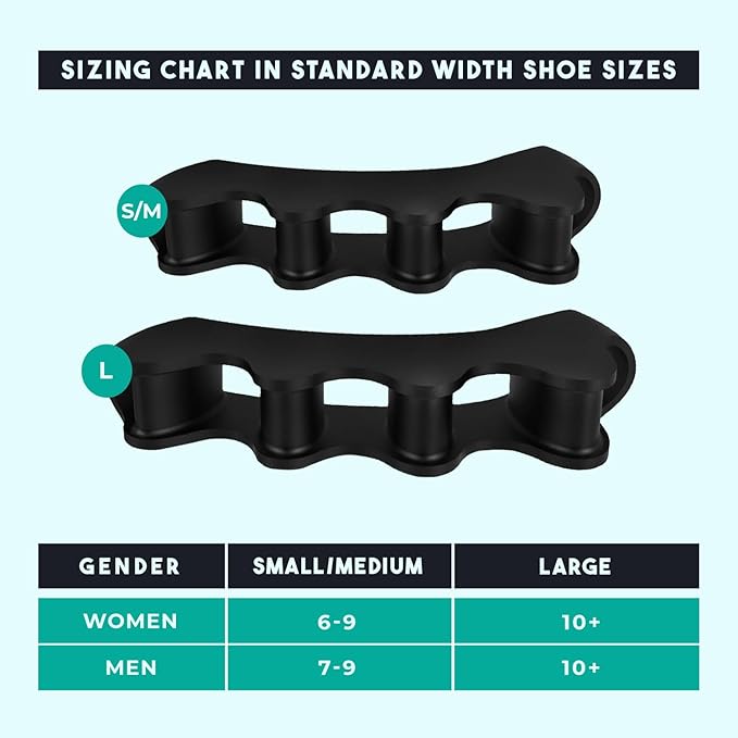 VYCE PrimalStep Toe Separators, Spreaders, Spacers, Straightener to Correct Toes for Men and Women, Bunion Corrector, Plantar Fasciitis and Athletic Mobility, 2 Pairs, S/M, Large
