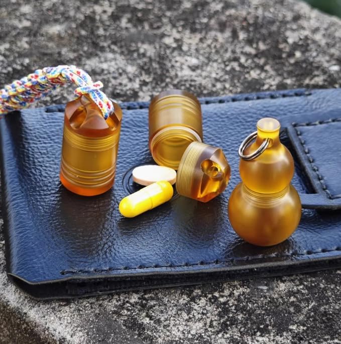 Titanium Keychain Pill Holder Mini Daily Pill Box Pendant Container Waterproof Metal Case Bottle Portable Organizer (PEI)