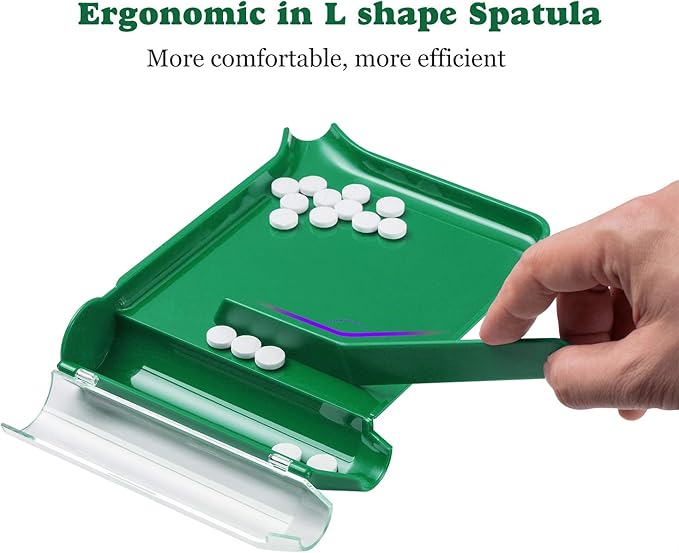 Medarchitect Right Hand Pill Counting Tray with Spatula (Green - L Shape)