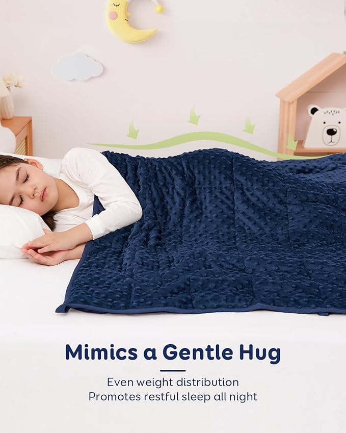 Kivik 5lb Weighted Blanket, Washable Heavy Throw Blankets, 5 Pounds Weight Small Comforter for 5 6 7 8 9 Year Old, Soft Cooling Minky Material, Gifts for Better Sleep & Calm, 36 x 48 inches, Navy Blue