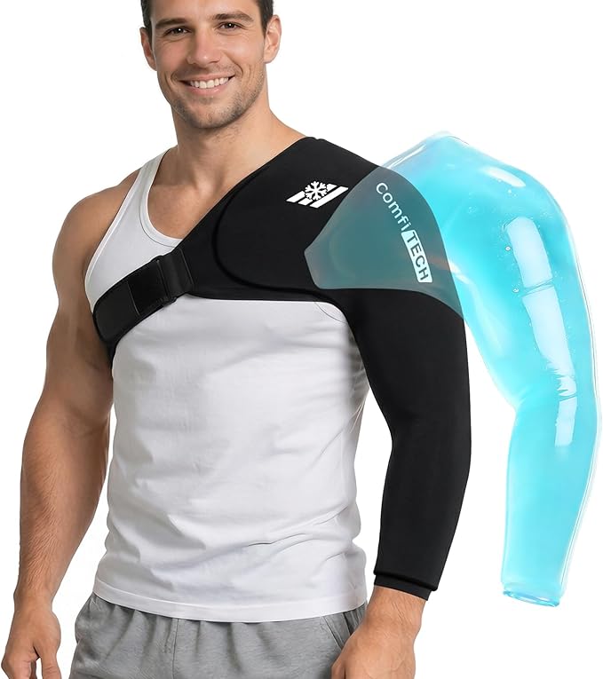 ComfiTECH Shoulder Arm Ice Pack Wrap for Pitchers & Volleyball Players, Reusable Ice Pack for Shoulder & Elbow & Arm Cooling, Adjustable Ice Arm Sleeve for Post-Training Recovery & Muscle Comfort, XL