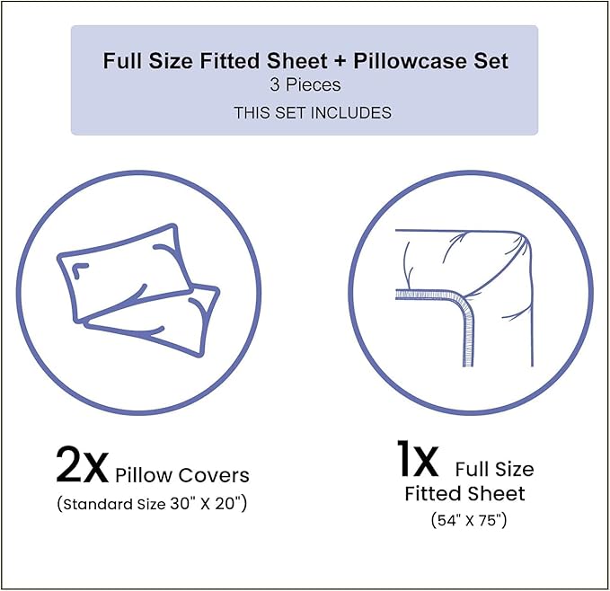XISUNYA Decorative Fitted Sheet Set Full Size, Evil Eye Deep Pockets Fitted Sheet & 2 Pillow Sham Set, Overlapping Evil Eye Figures Turkish Lucky Sign Printed Microfiber Bedding 3pc Set,for Mattress