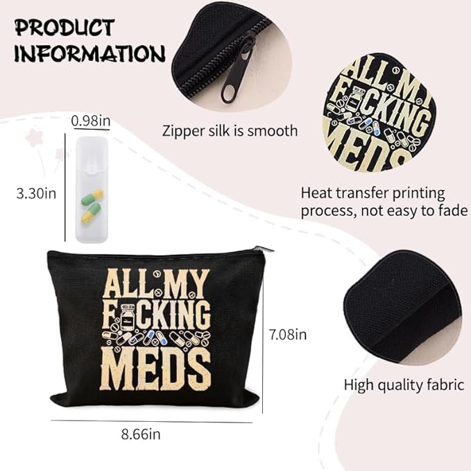 Patient Medication Pouches for Traveling Med Case for Pill Box Storage Container Pharmacy Doctor Medical Funny Novelty Gifts for Physician Nursing Assistant Pharmacist Nurse Makeup Bags for Work
