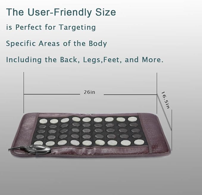Far Infrared Heating Pad for Back and Shoulder, Jade & Tourmaline Stones, EMF-Reducing, Deep Warming Heat Mat with Adjustable Temperature & Timer for Home Relaxation(2025 Upgraded)