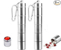 2 Pack Portable Pill Box, Floor88 5 Compartments Pill Case Aluminum Alloy Pill Holder Waterproof Medicine Organizer Mini Metal Pill Container with Keychain & Carabiner for Outdoor Travel Camping (#B)