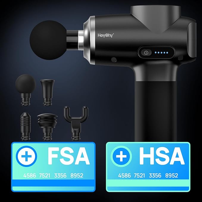 Professional Muscle Massage Gun Deep Tissue, Portable Handheld Massager with 5 Speeds and 5 Heads, Percussion Back Body Masajeador 12mm Amptitude for Athletes, FSA Eligible & HSA Approved