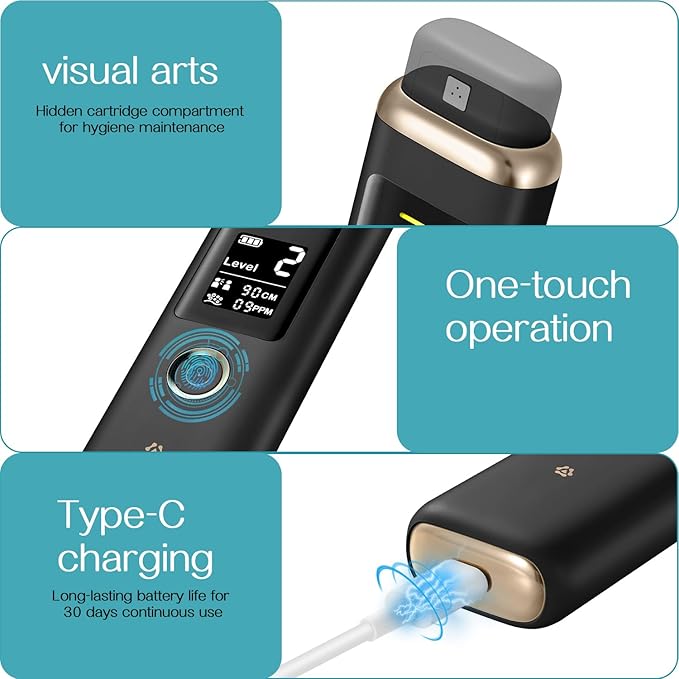 Oral Odor Freshening Detector, Personal Bad Smell Checker, Portable Oral Odor Freshening Rate Detector for Oral Health, Real - Time Odor Checking, 32 - bit CPU for Accurate Monitoring