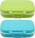 Small Pill Box Supplement Case for Pocket or Purse - 3 Removable Compartments Travel Medication Carry Case - Daily Vitamin Organizer Box (Green+Blue)