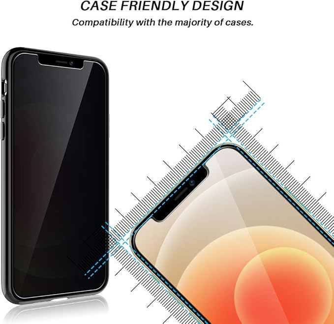 L K 2 Pack LϟK Privacy Screen Protector Designed for iPhone 12 and iPhone 12 Pro 5G 6.1 inch Tempered Glass High Clear, Case Friendly, Come with Installation Tray -Black