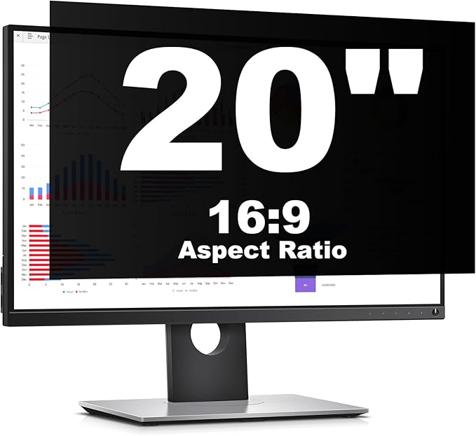 20 Inch Computer Privacy Screen Protector for 16:9 Widescreen Monitors-Anti-Glare & Blue Light Filter,Anti-Spy Film,Reduces Eye Strain(Fits Most Desktop Screens)
