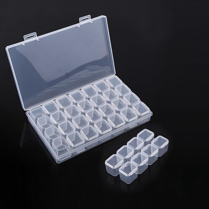 Monthly Pill Organizer,Clear Plastic 28 Slots Adjustable Oversized Pill Box for Travel, Storage Organizer for Storing Pills, Earrings, Finger Rings, Necklace Beads