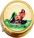 Vintage Mermaids Brass Pill Box