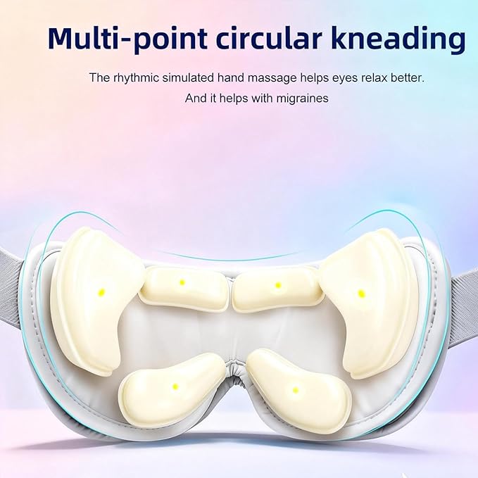 Eye Massager with Heat and Music, Relaxation and Stress Relief Device. Heated Eye Mask Massage for Migraines & Headache Relief, Reduce Dry Eyes Improve Sleep. Birthday Gifts for Women Men Mom Dad Her