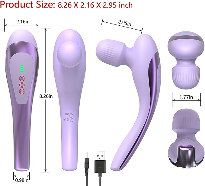 Personal Vibrating Handheld Massager-Cordless Rechargeable Electric Mini Hand Held Portable Seven Massage Wand for Full Body