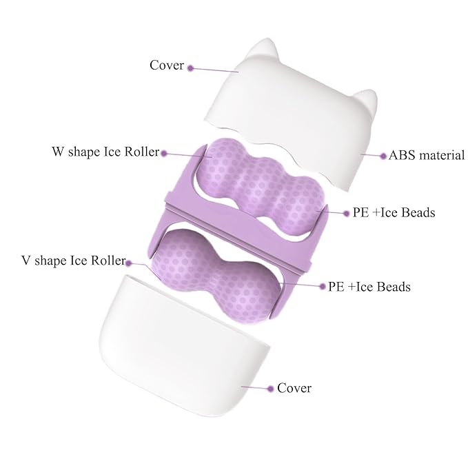 Ice Roller for Face and Eyes,Mothers Day Gifts for Mom Wife,2 in 1 Face Roller and Travel Case,Facial Skin Care Tools,Gifts for Her Women Mom Wife(Purple)