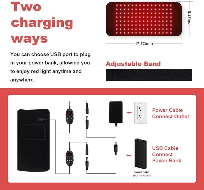 Near Infrared Light Therapy Heating Wrap Belt for Pain Relief Red Light Therapy Vibration Massager Pad for Body Back Knee Shoulder Waist Muscle Relaxation
