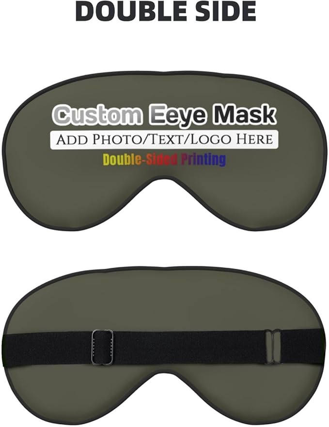 Personalized Eye Masks,Customized Sleep Blindfold Eye Mask,Custom Blackout Eye Cover with Adjustable Strap for Travel and Nap Military Green