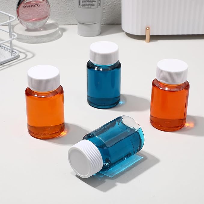Ciieeo Clear Pet Container Bottles with Screw Caps 3.14X1.77X1.77In Wide Mouth Pill Organizer for Medicine Storage and Travel Dispenser Leak-Proof Plastic Bottles for Vitamins and Capsules
