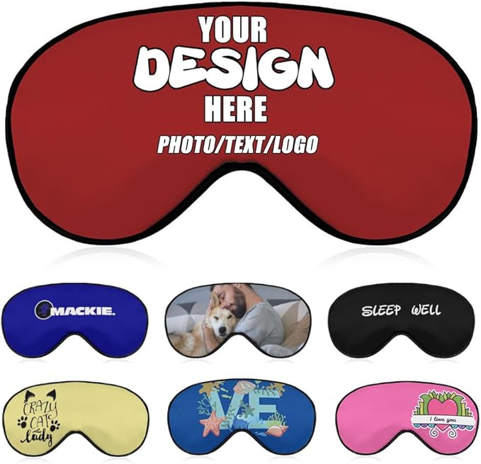 Custom Sleeping Eye Masks with Your Own Design, Customized Light Blocking Eyeshade for Deep Sleep Nap, Customize Blindfold Travel Accessory Sleep Aid Airplane Night Companion,#Brown