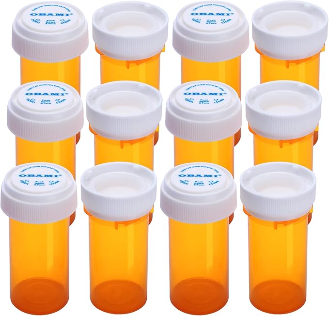 Plastic Empty Pill Bottles with Double Sided Use (Child Resistant & Easy Open) Caps - Medicine Container Pill Cases Dispenser Organizers (13 Dram, 12pcs)