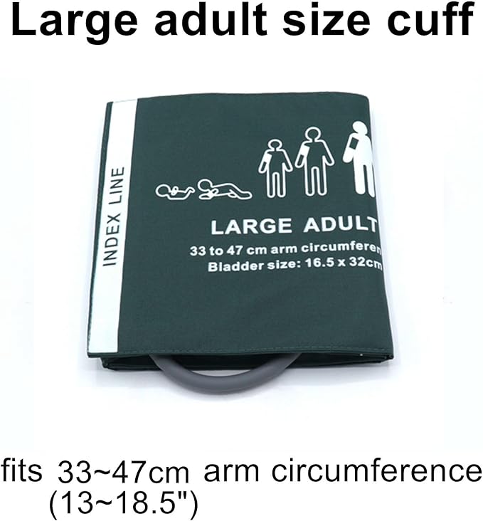 Universal NIBP Cuff for Large Adult, 33-47 cm Single Tube Reusable Nylon Replacement Blood Pressure Cuff, No Connector