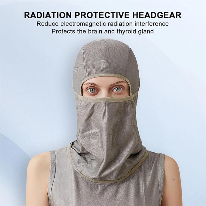 Amradield Pure Silver Fiber Protection Face Mask Faraday Silver Protection Multifunctional Wrap, Hat, Head Scarf, Face Covering Integrated Type Blocking 4G 5G, WiFi, Cellular, Bluetooth for All Man