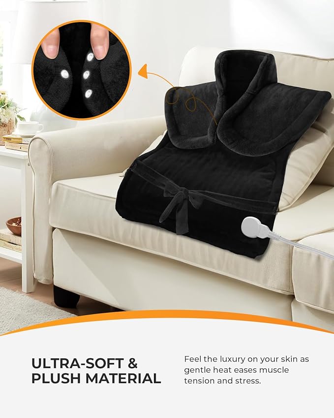 CooCoCo 37"x24" Heating Pad for Neck and Shoulders and Back, FSA Eligible Heat Pad for Back Pain Relief, HSA Approved Full Back Heated Pad, 6 Heat Settings 3 Timers Auto-Off, ETL Certified